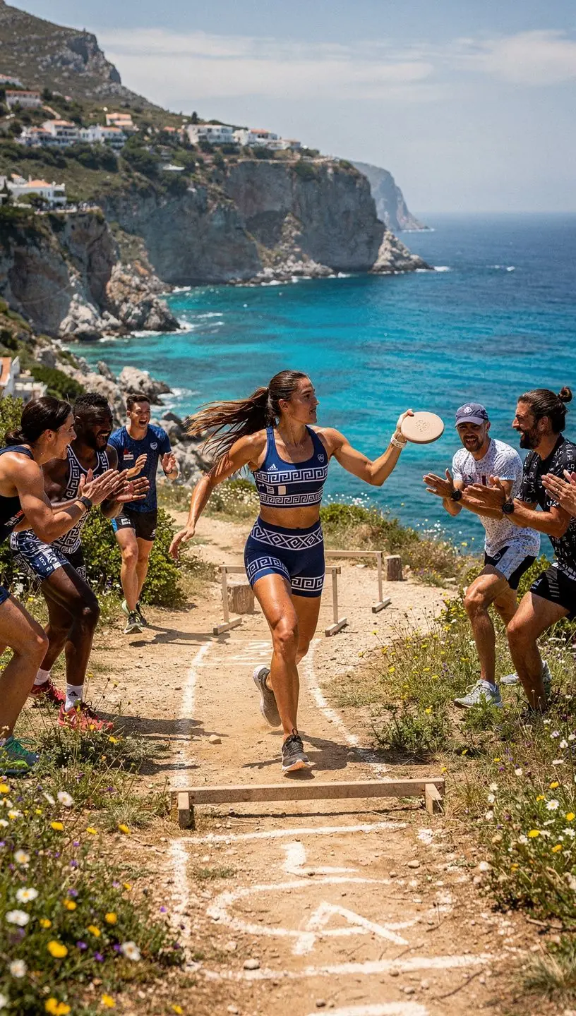 Φανερώσεις αθλητικών δεξιοτήτων σε υπαίθριο αγώνα με κοινό.